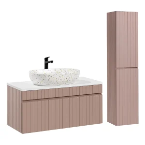 100cm enkele wastafel met roze en witte Zelie sokkel 100cm enkele wastafel met roze en witte Zelie sokkel