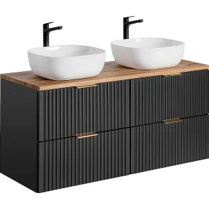 Meuble double vasque 120cm Adriel Noir en Bois Meuble double vasque 120cm Adriel Noir en Bois