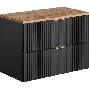 Meuble sous-vasque 80cm plan de toilette Adriel Noir en Bois Meuble sous-vasque 80cm plan de toilette Adriel Noir en Bois