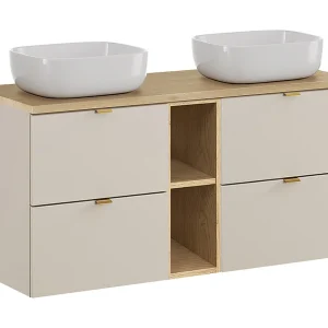 Azel Kasjmier en Hout 120cm 2 nissen dubbele wastafel