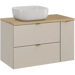 Azel Kasjmier en Hout 80cm 3 lade wastafelmeubel