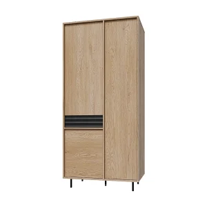 Astra Hout en Zwart 3-deurs kledingkast Astra Hout en Zwart 3-deurs kledingkast