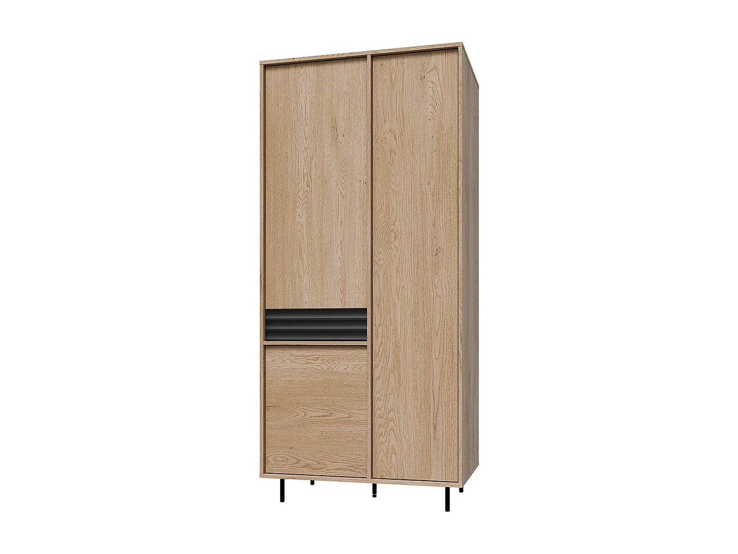 Astra Hout en Zwart 3-deurs kledingkast