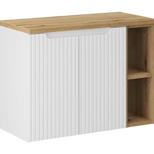 80cm 2-deurs 2-niche Riva wit en hout badmeubel 80cm 2-deurs 2-niche Riva wit en hout badmeubel
