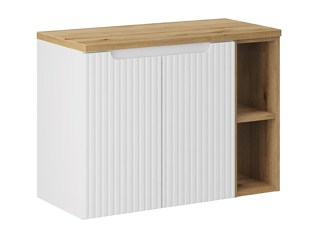 80cm 2-deurs 2-niche Riva wit en hout badmeubel