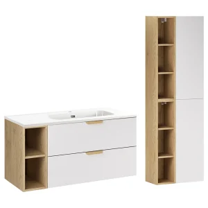 100cm rechte enkele wastafel met mat witte Oria sokkel 100cm rechte enkele wastafel met mat witte Oria sokkel