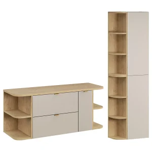 Azel kasjmier en hout 120cm 3-lades badmeubel met kolom