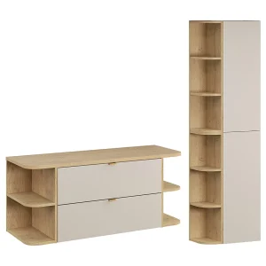 Azel kasjmier en hout 120cm badmeubel en kolommenset
