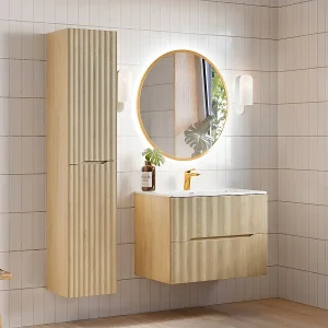 80cm enkel wastafelmeubel met inzetwastafel en Isaline houten sokkel 80cm enkel wastafelmeubel met inzetwastafel en Isaline houten sokkel