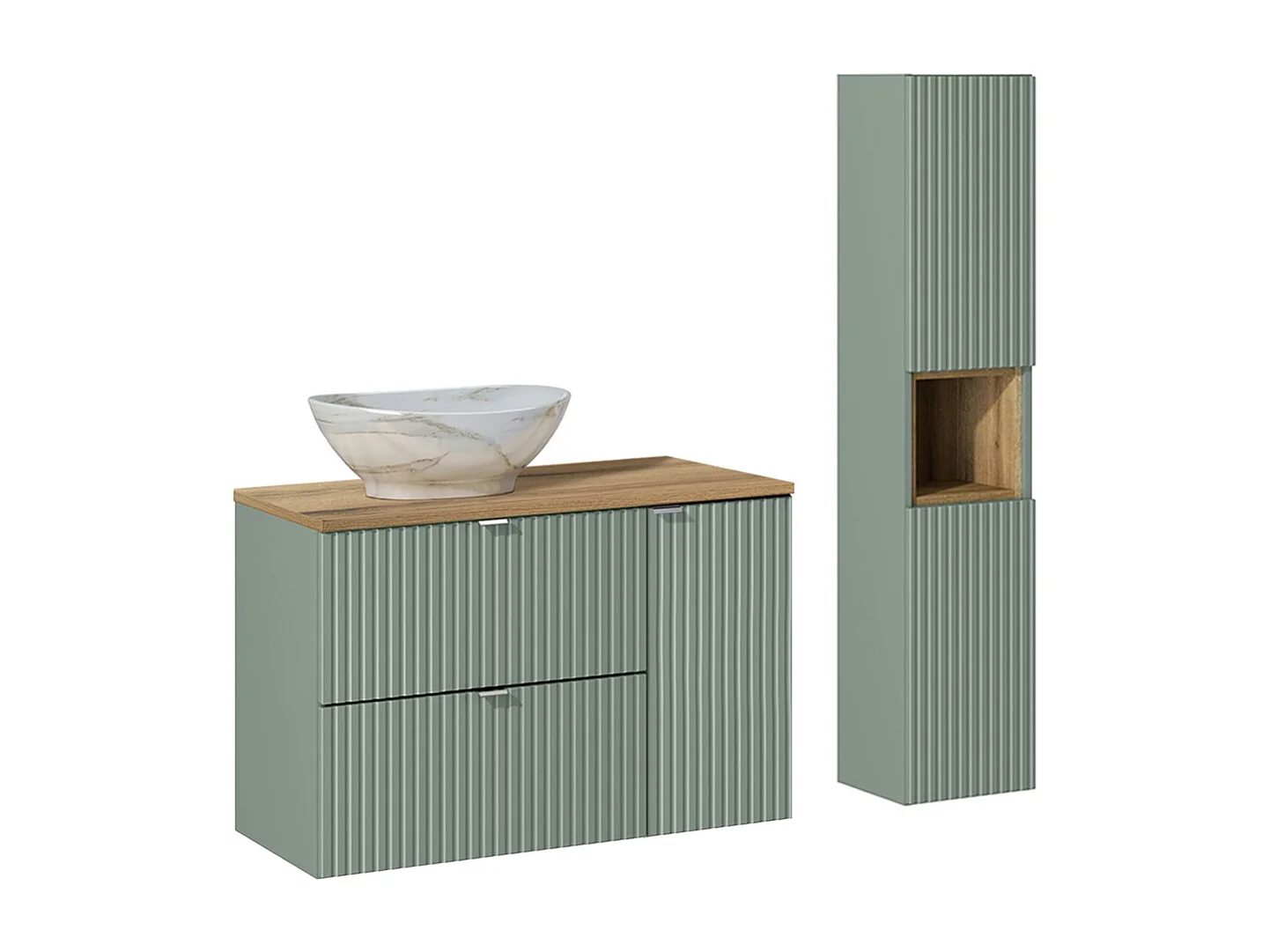 90cm enkele wastafel en wastafelonderbouw Jade Groen