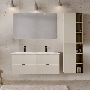 Azel Kasjmier en hout 120cm dubbele wastafel met sokkel