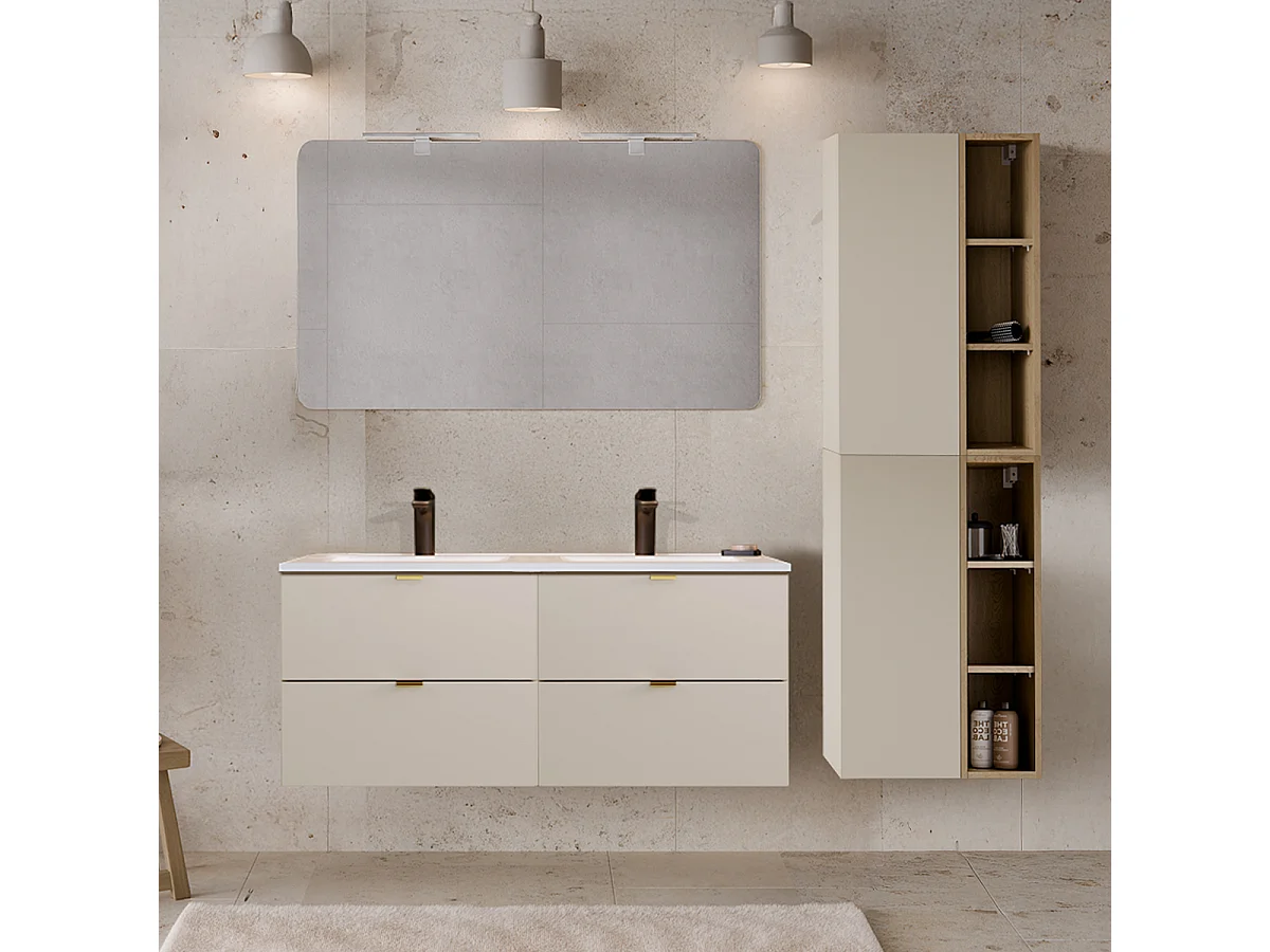 Azel Kasjmier en hout 120cm dubbele wastafel met sokkel
