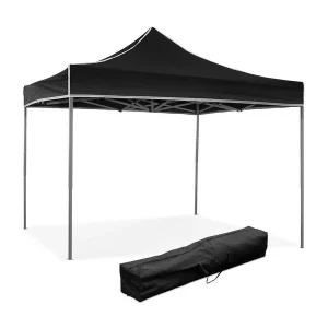3 x 3 zwarte opvouwbare partytent, bekleed met waterdicht PVC
