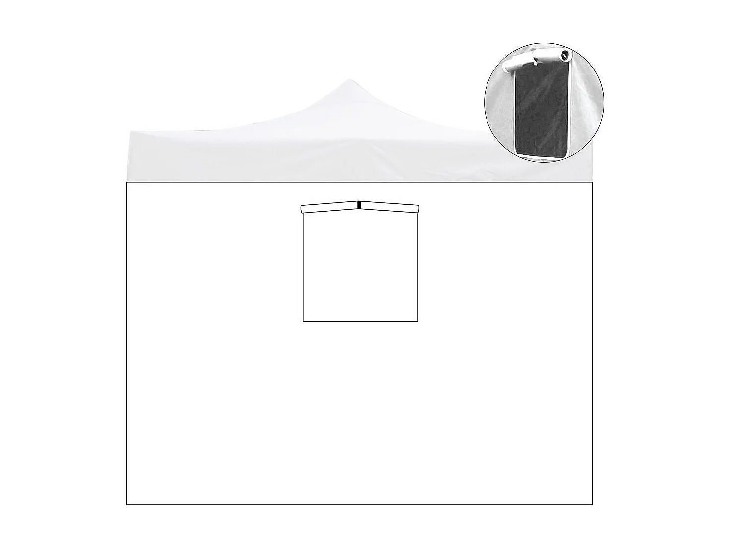 3x2m waterdichte witte zijbekleding met raam voor Market-Pro opvouwbare partytent