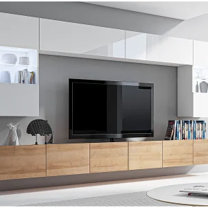 AX LIVING moderne tv-wandmeubel Kossana 1 – 300 cm breed, wit/gouden eik AX LIVING moderne tv-wandmeubel Kossana 1 – 300 cm breed, wit/gouden eik