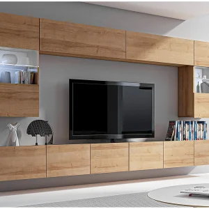 AX LIVING moderne tv-wandmeubel Kossana 1 – 300 cm breed, gouden eik AX LIVING moderne tv-wandmeubel Kossana 1 – 300 cm breed, gouden eik