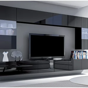 AX LIVING moderne tv-wandmeubel Kossana 1 – 300 cm breed, stijlvol zwart AX LIVING moderne tv-wandmeubel Kossana 1 – 300 cm breed, stijlvol zwart