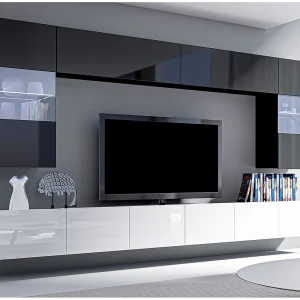 AX LIVING moderne tv-wandmeubel Kossana 1 – 300 cm breed, zwart/wit AX LIVING moderne tv-wandmeubel Kossana 1 – 300 cm breed, zwart/wit