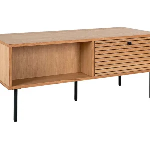 Babou laag TV-meubel 2 laden 2 nissen licht eikenhout-Kleur Beige