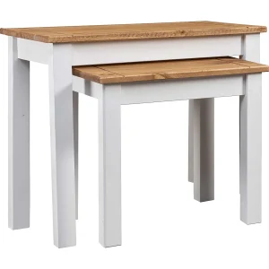 2-delige Tafeltjesset Panama Range massief grenenhout wit