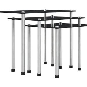 3-delige Tafeltjesset gehard glas zwart 3-delige Tafeltjesset gehard glas zwart
