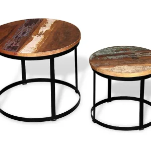 2-delige Salontafelset rond 40/50 cm massief gerecycled hout 2-delige Salontafelset rond 40/50 cm massief gerecycled hout