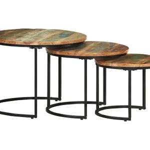 3-delige Tafeltjesset massief gerecycled hout 3-delige Tafeltjesset massief gerecycled hout