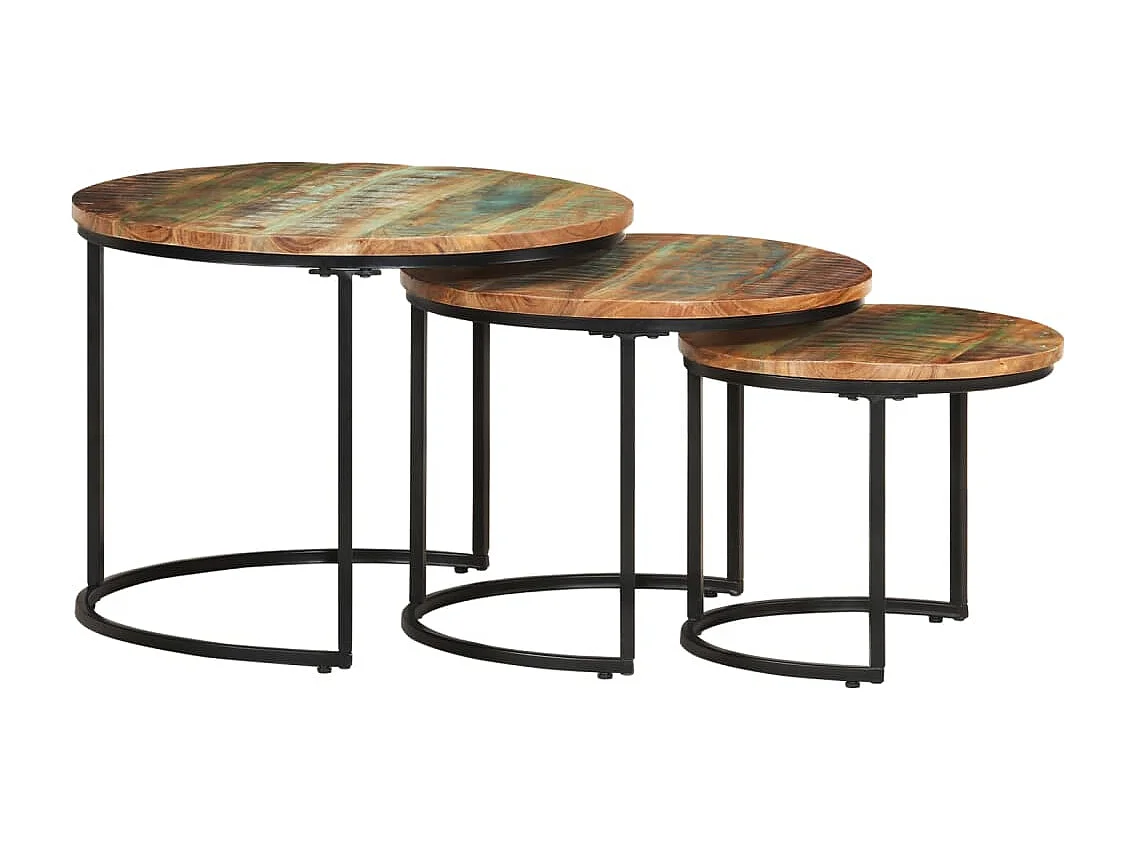 3-delige Tafeltjesset massief gerecycled hout