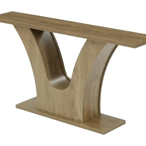 160 cm haltafel, 2-laags smalle salontafel in landelijke stijl met gebogen V-vormige voet, geschikt voor achter de bank. 160 cm haltafel, 2-laags smalle salontafel in landelijke stijl met gebogen V-vormige voet, geschikt voor achter de bank.