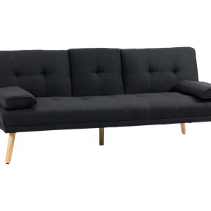 3-zits rechte slaapbank met 3-positie klik-klak, zwart – 181x77x78cm
