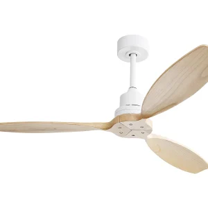 132cm plafondventilator met 3 bladen van houtfineer, afstandsbediening met 6 snelheden en timer, omkeerbare DC-motor, wit 132cm plafondventilator met 3 bladen van houtfineer, afstandsbediening met 6 snelheden en timer, omkeerbare DC-motor, wit