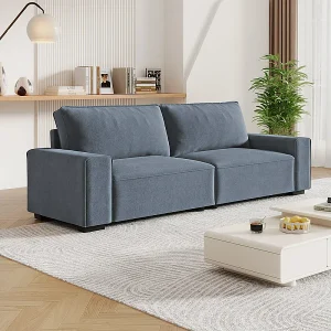 3-zits bank chenille grijs – met brede armleuningen – 220 x 83 x 88 cm