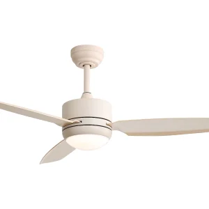 116,8 cm plafondventilator met 3 ABS-bladen, LED, 6 snelheden, omkeerbare DC-motor, beige