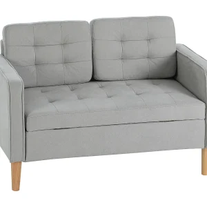 2-zits rechte bank in grijs fluweel met geïntegreerde opbergruimte – 117x62x78cm 2-zits rechte bank in grijs fluweel met geïntegreerde opbergruimte – 117x62x78cm
