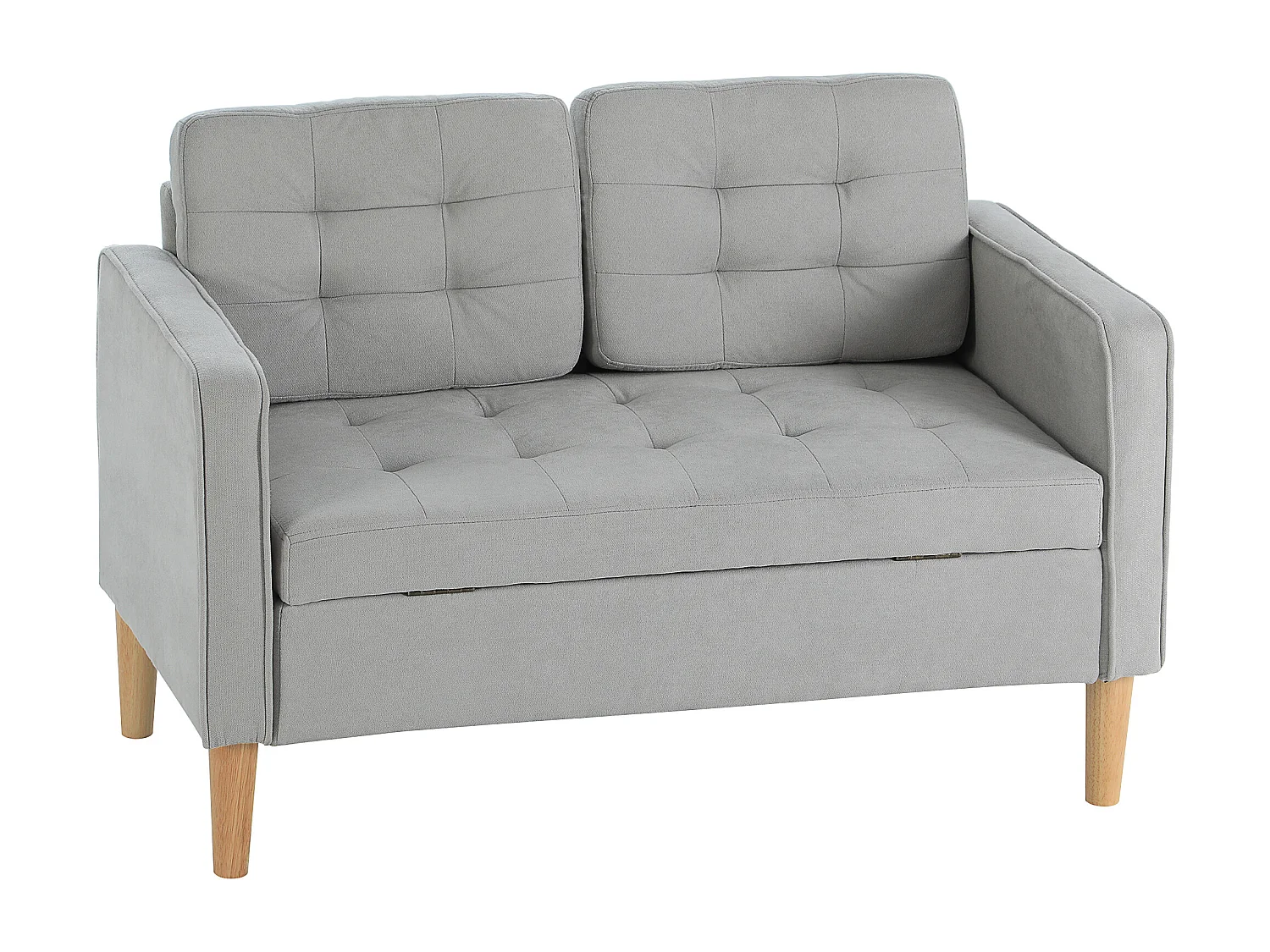 2-zits rechte bank in grijs fluweel met geïntegreerde opbergruimte - 117x62x78cm