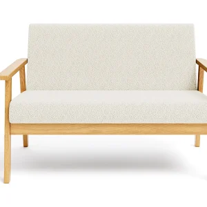 2-zitsbank, modern en Scandinavisch, dubbele bank in teddyfluweel in hout, voor woonkamer, slaapkamer, kantoor, 107 x 60 x 77 cm, wit 2-zitsbank, modern en Scandinavisch, dubbele bank in teddyfluweel in hout, voor woonkamer, slaapkamer, kantoor, 107 x 60 x 77 cm, wit