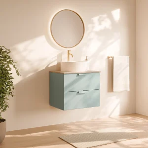 Zwevende onderkastje met plank, kleur saliegroen, B60 cm, AVORELI Zwevende onderkastje met plank, kleur saliegroen, B60 cm, AVORELI