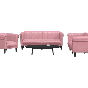 3-delige Loungeset fluweel roze 3-delige Loungeset fluweel roze