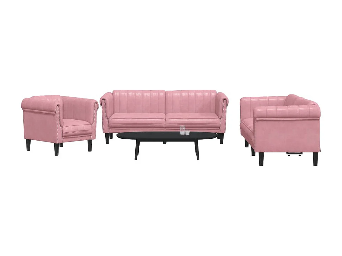 3-delige Loungeset fluweel roze