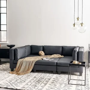 Modulaire U-vormige bank UNSTAD Kunstleer Zwart 5-zitter