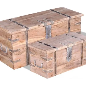 2-delige Opbergkistenset acaciahout 2-delige Opbergkistenset acaciahout