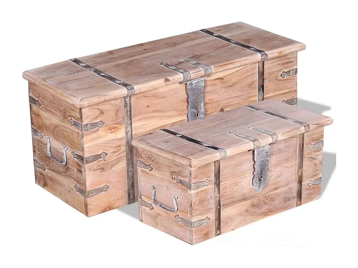 2-delige Opbergkistenset acaciahout