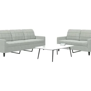 2-delige Loungeset met kussens fluweel lichtgrijs 2-delige Loungeset met kussens fluweel lichtgrijs