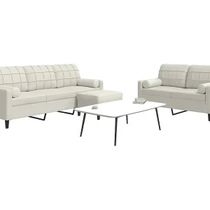 3-delige Loungeset met kussens en bolsters fluweel crèmekleurig 3-delige Loungeset met kussens en bolsters fluweel crèmekleurig