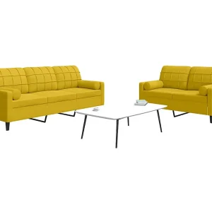 2-delige Loungeset met kussens en bolsters fluweel geel 2-delige Loungeset met kussens en bolsters fluweel geel