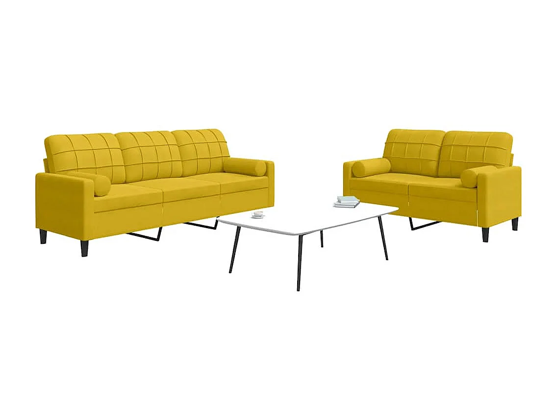 2-delige Loungeset met kussens en bolsters fluweel geel