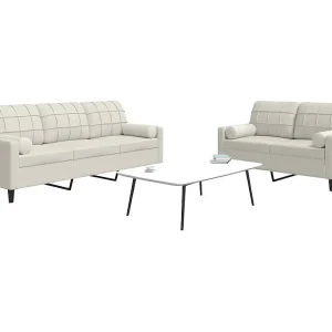 2-delige Loungeset met kussens en bolsters fluweel crèmekleurig 2-delige Loungeset met kussens en bolsters fluweel crèmekleurig