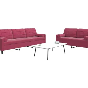 2-delige Loungeset met kussens en bolsters fluweel wijnrood 2-delige Loungeset met kussens en bolsters fluweel wijnrood