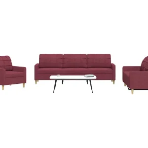 3-delige Loungeset stof wijnrood
