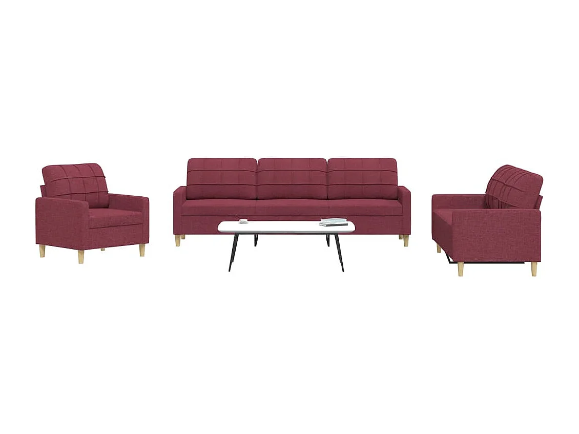 3-delige Loungeset stof wijnrood